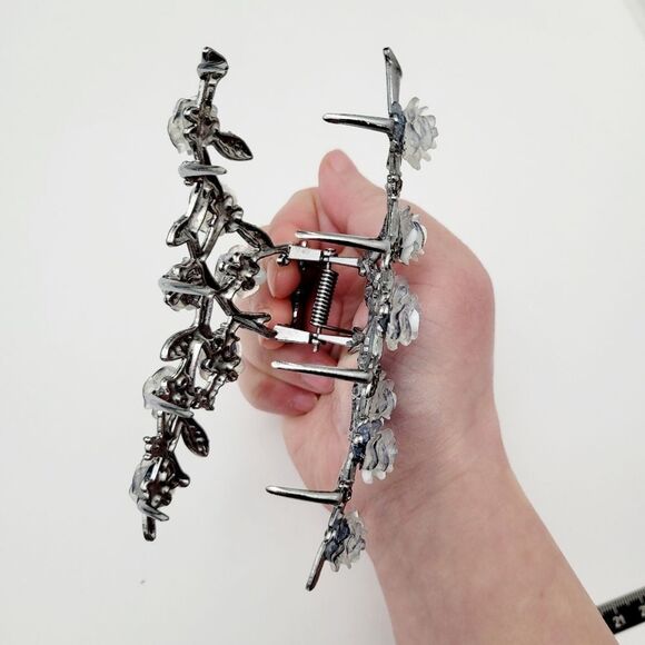 Brand New Titanium Blue Rose Rhinestone Hair Claw Clips - Picture 5 of 8